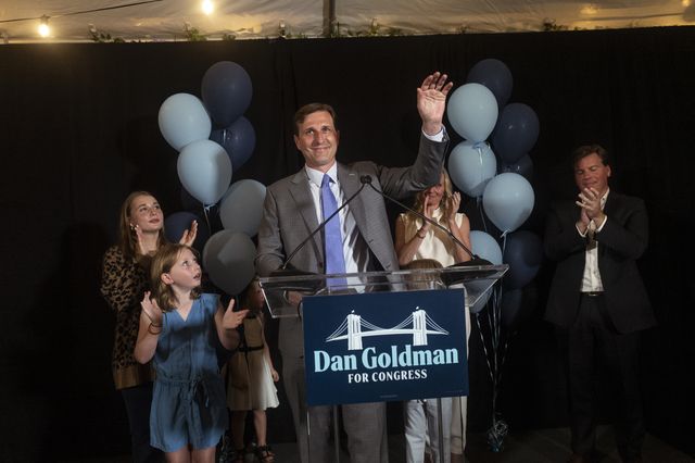 Democratic candidate for New York’s 10th Congressional District, Dan Goldman, at his election night party in Manhattan on Tuesday night.